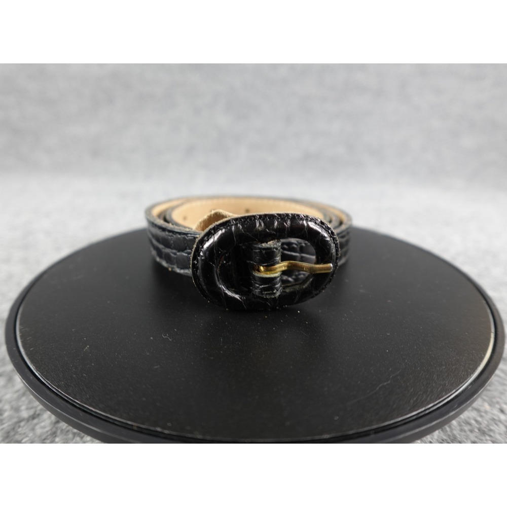 Banana Republic Black Embossed Leather Oval Buckle Belt Size S